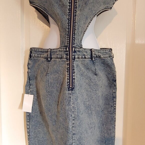 Nichole Lynel High Neck Cutout Denim Maxi Dress - Picture 8 of 12